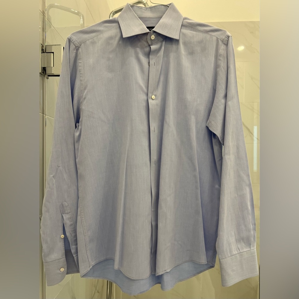 Men's Dan John Striped Blue Collared Dress Shirt